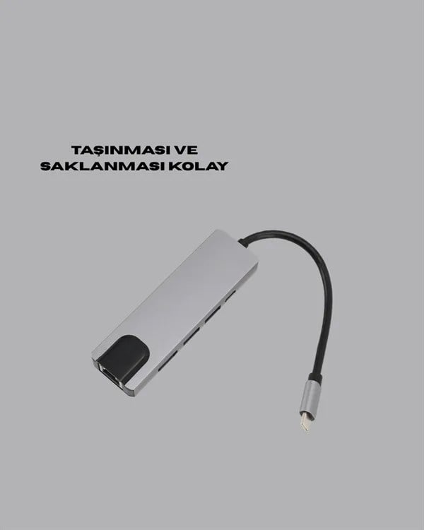 Type‑C Dönüştürücü – 2×USB3.0, SD/MS, 4K HDMI & RJ45 ile Profesyonel Kullanım