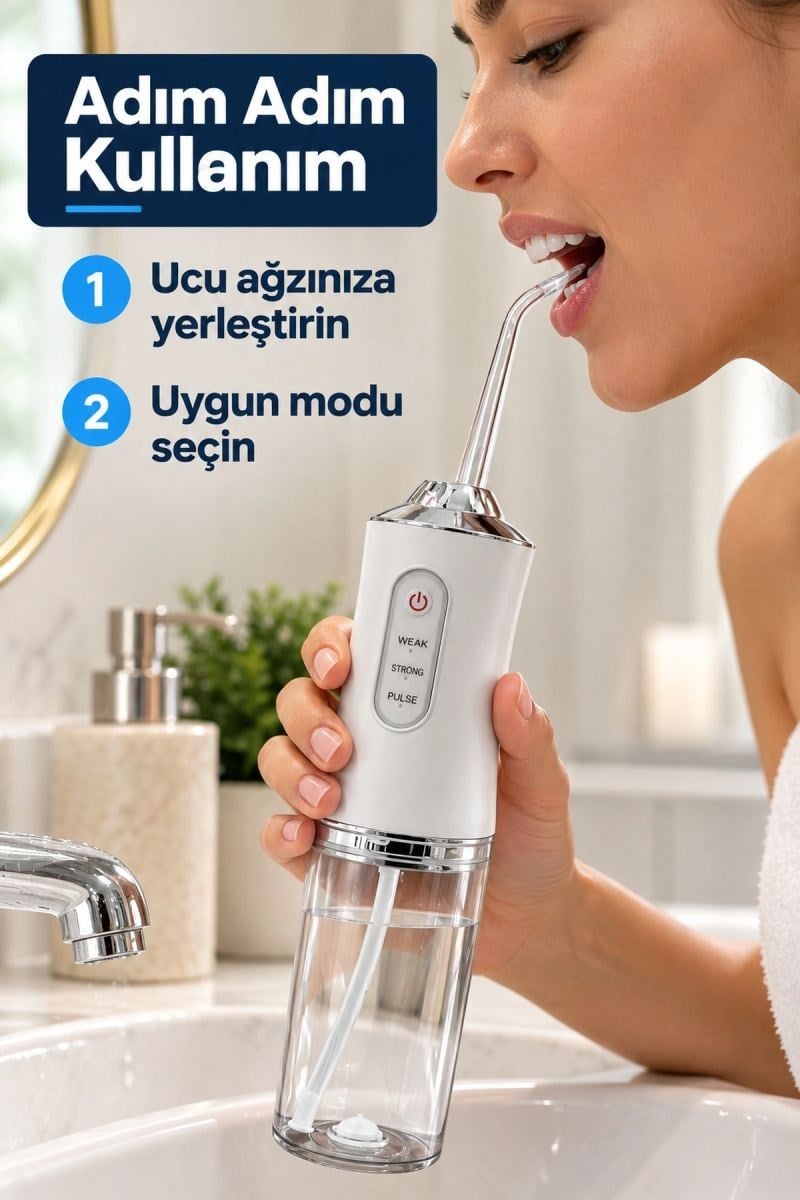 Üç Kademeli Ağız Duşu Tek Tuşla Mod Seçimi