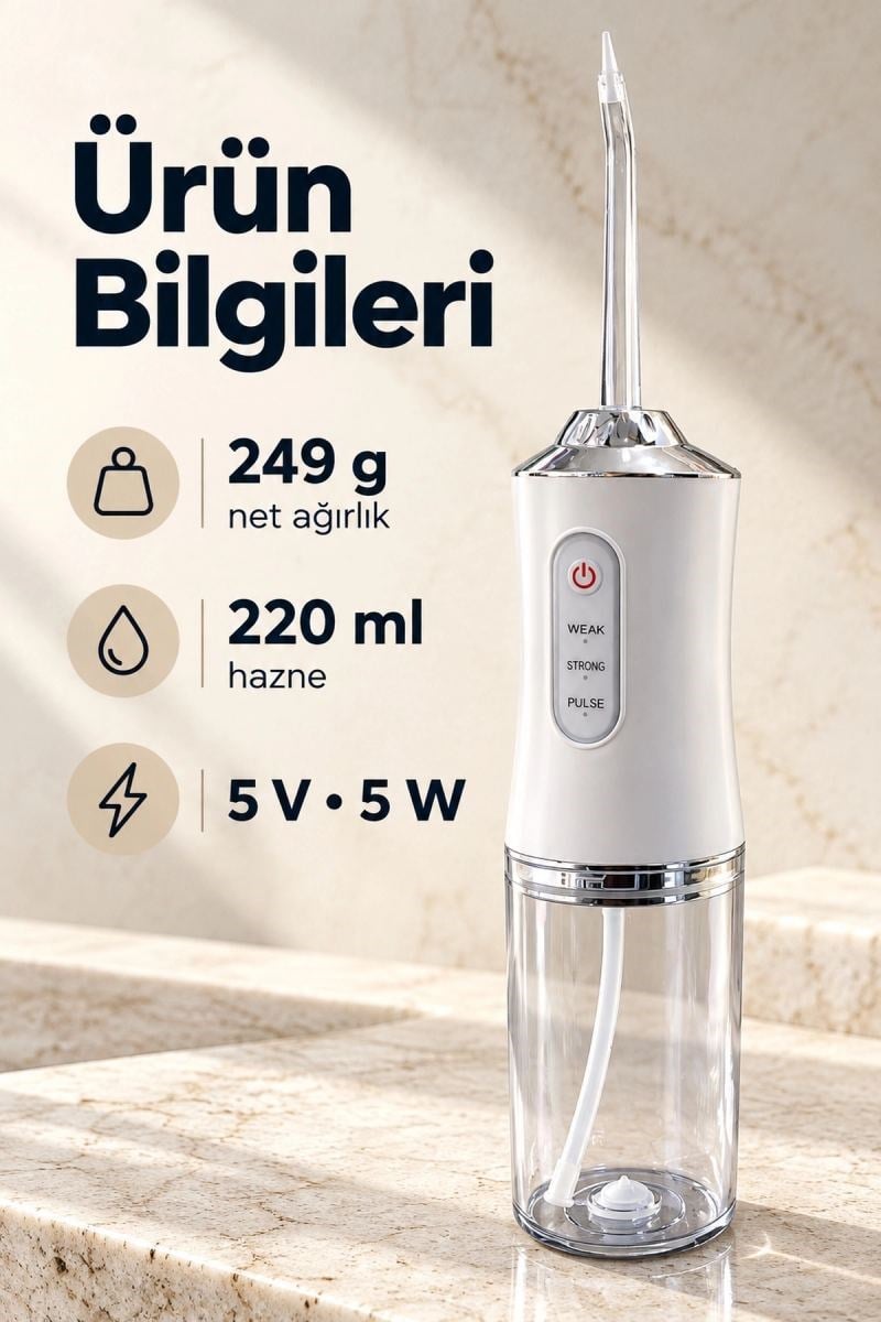 Üç Kademeli Ağız Duşu Tek Tuşla Mod Seçimi