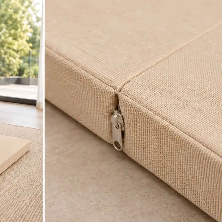 Üç Parçalı Katlanır Minder · 60 × 180 × 7 cm · Krem