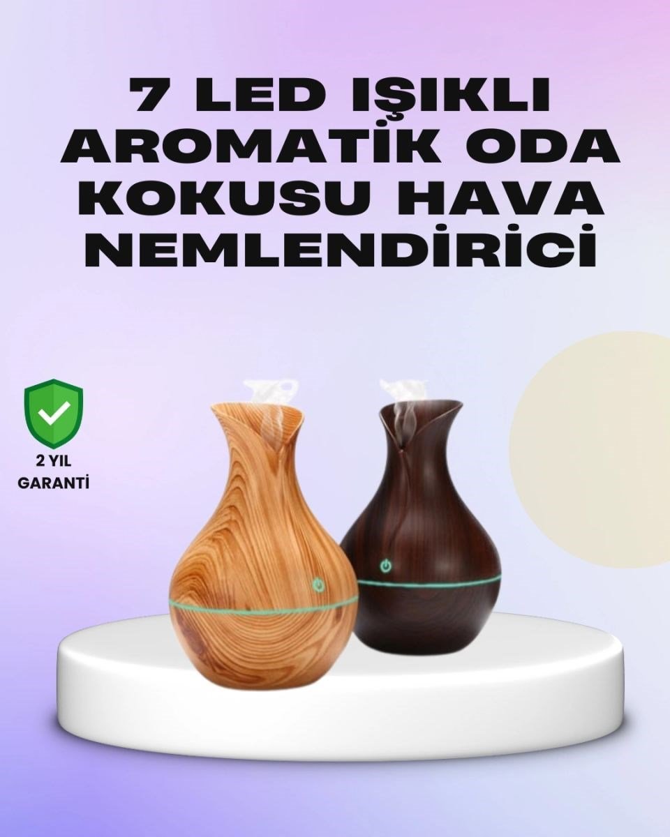 Ultrasonik Ahşap Desenli 130ml Aromaterapi Difüzör Ve Hava Nemlendirici