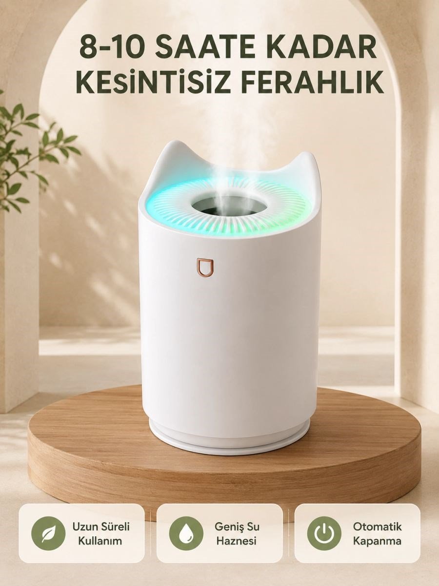 Ultrasonik Hava Nemlendirme Cihazı 7 Renk Led Aromaterapi Difüzör