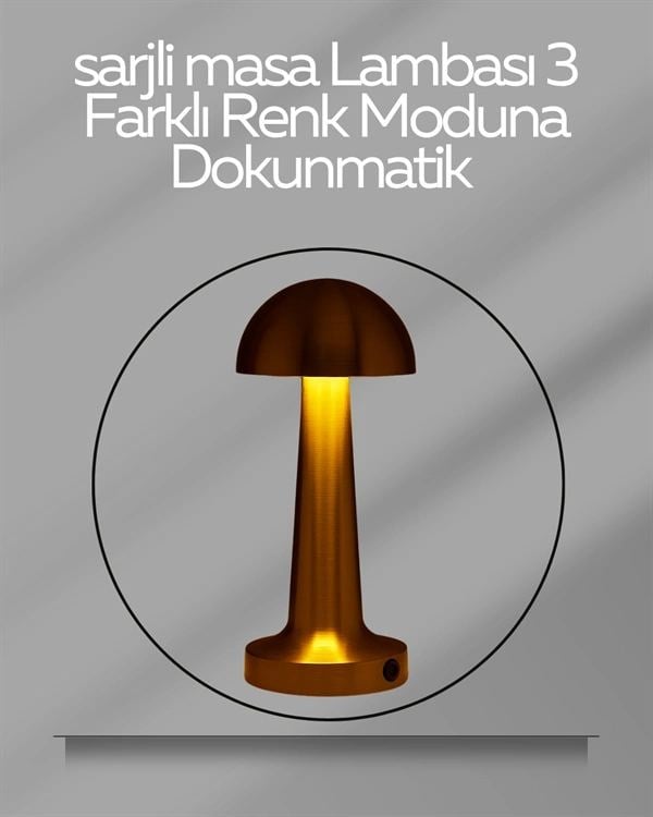 Usb Şarjlı Dokunmatik Led Masa Lambası – 3 Renk Modu & Dimmer