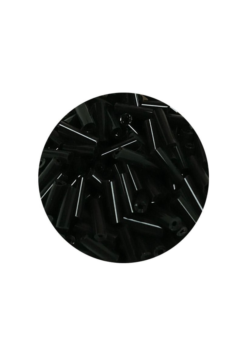 Uzun Boru Kesme Boncuk Çap 2mm Uzunluk 10 mm - 60 Gram - Siyah - BNC280