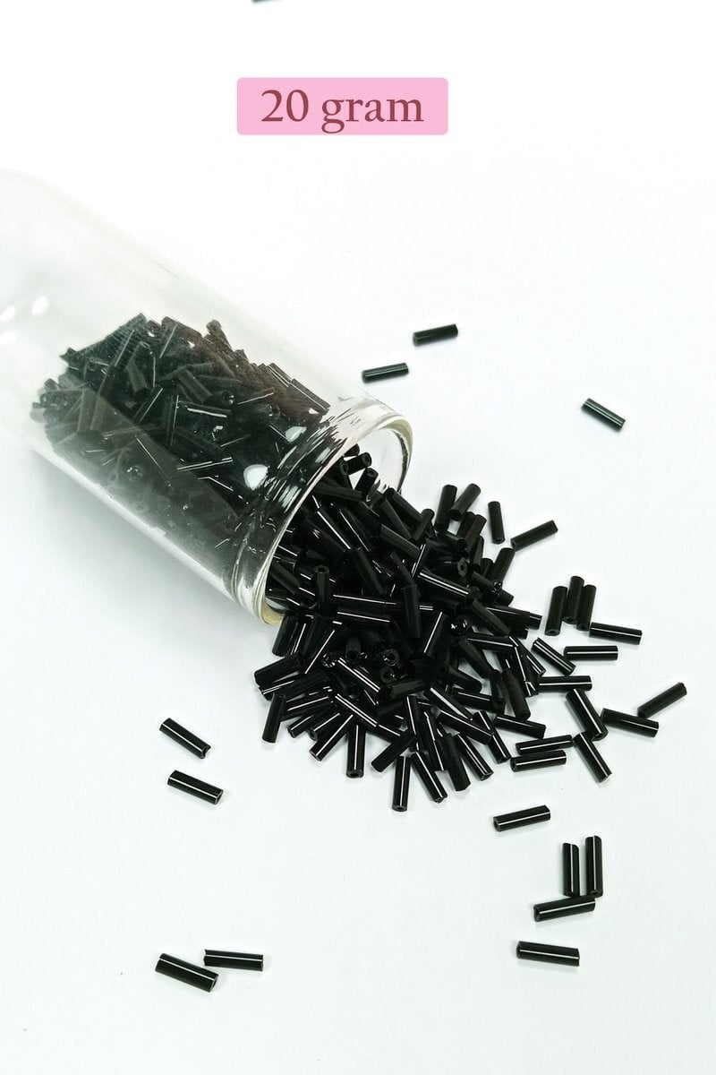 Uzun Boru Kesme Boncuk Çap 2mm Uzunluk 10 mm - 4 Renk - Toplam 80 Gram - BNC430