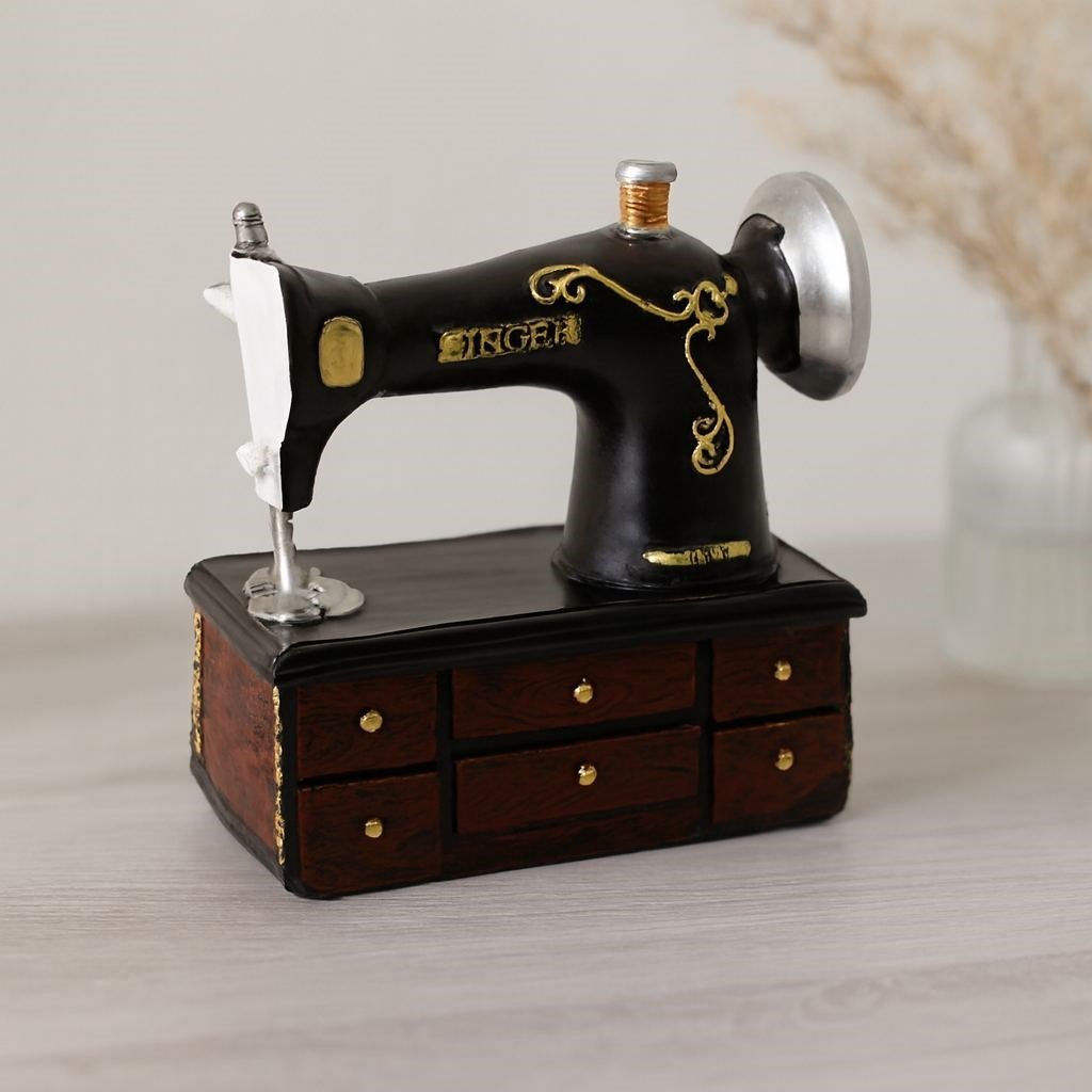 Vintage dikiş makinesi biblo - reçine 20x15x8.5 cm