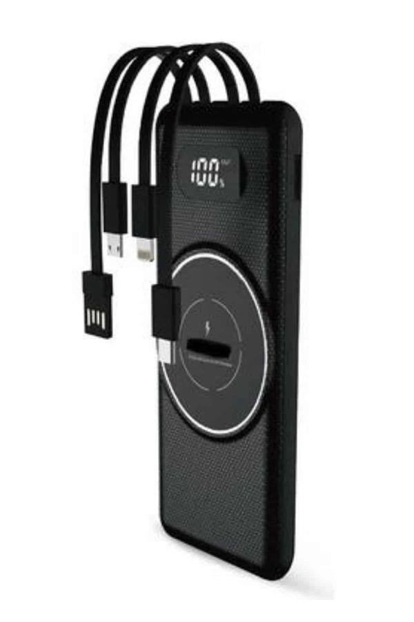 Wireless Powerbank 10000 Mah Led Ekranlı Dahili Kablolu Hızlı Şarj