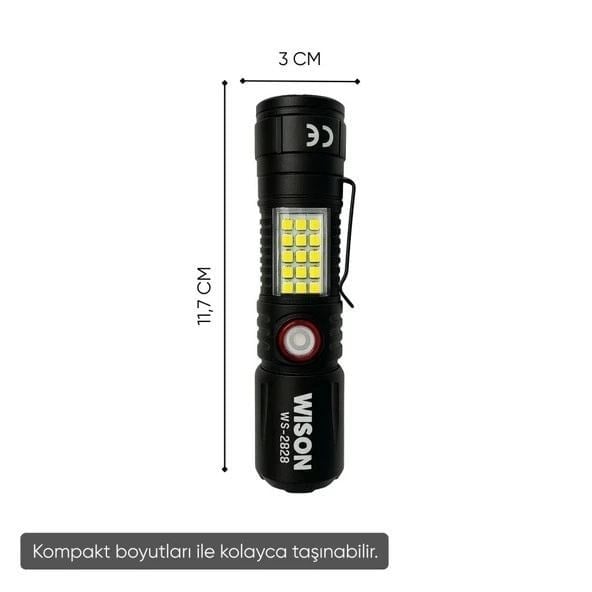 Ws-2828 1000 Lümen Mıknatıslı Usb Şarjlı El Feneri