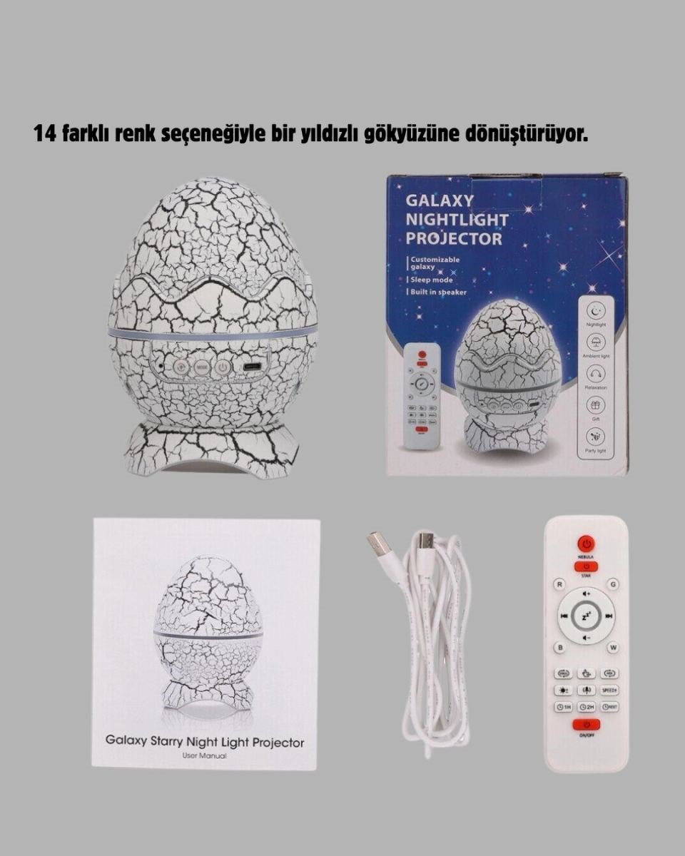 Yıldızlı Gökyüzü Dinozor Yumurta Projektör –  Ayarlanabilir Parlaklık Ve Hız