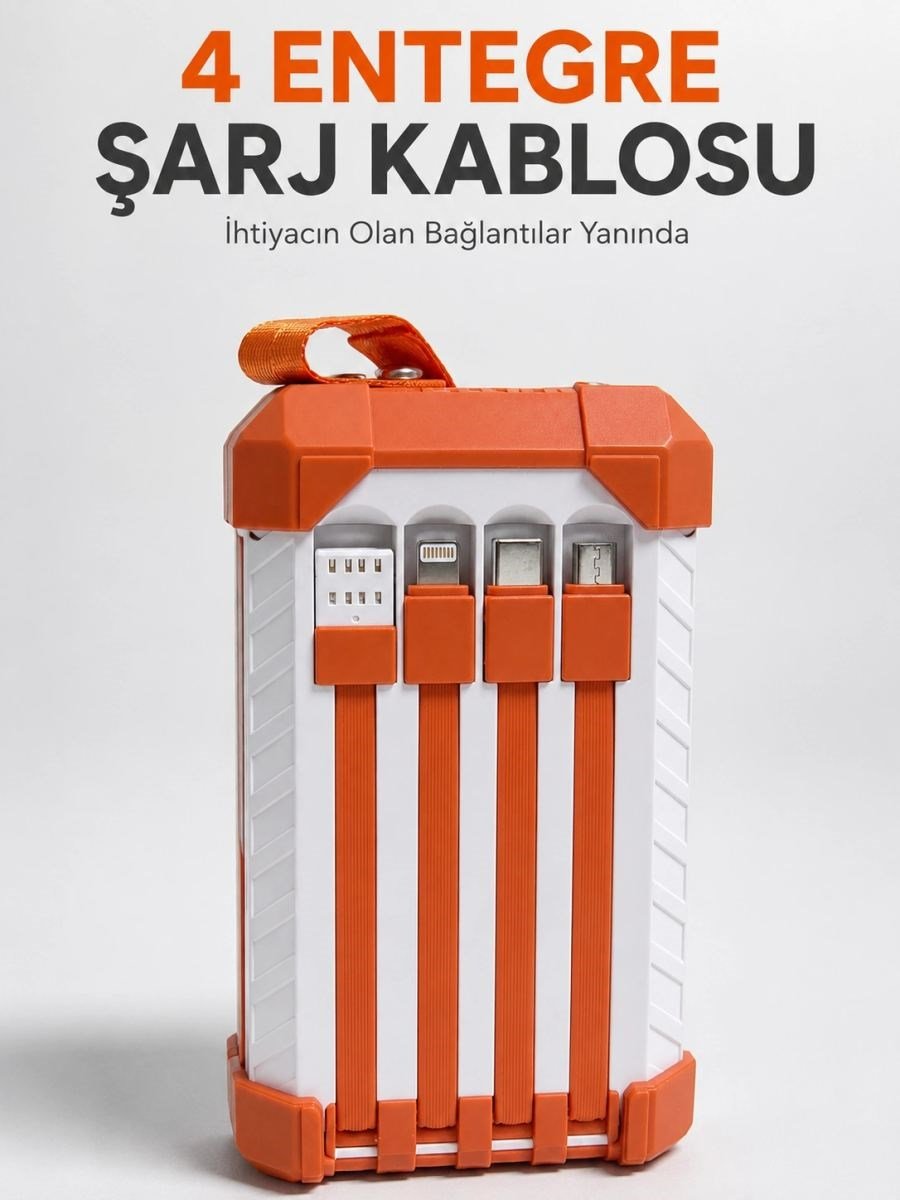 Yüksek Kapasiteli 60000 Mah Güç Bankası 22.5w Hızlı Şarj Type-c Usb Çıkışlı Dahili Kablolu Dijital Göstergeli
