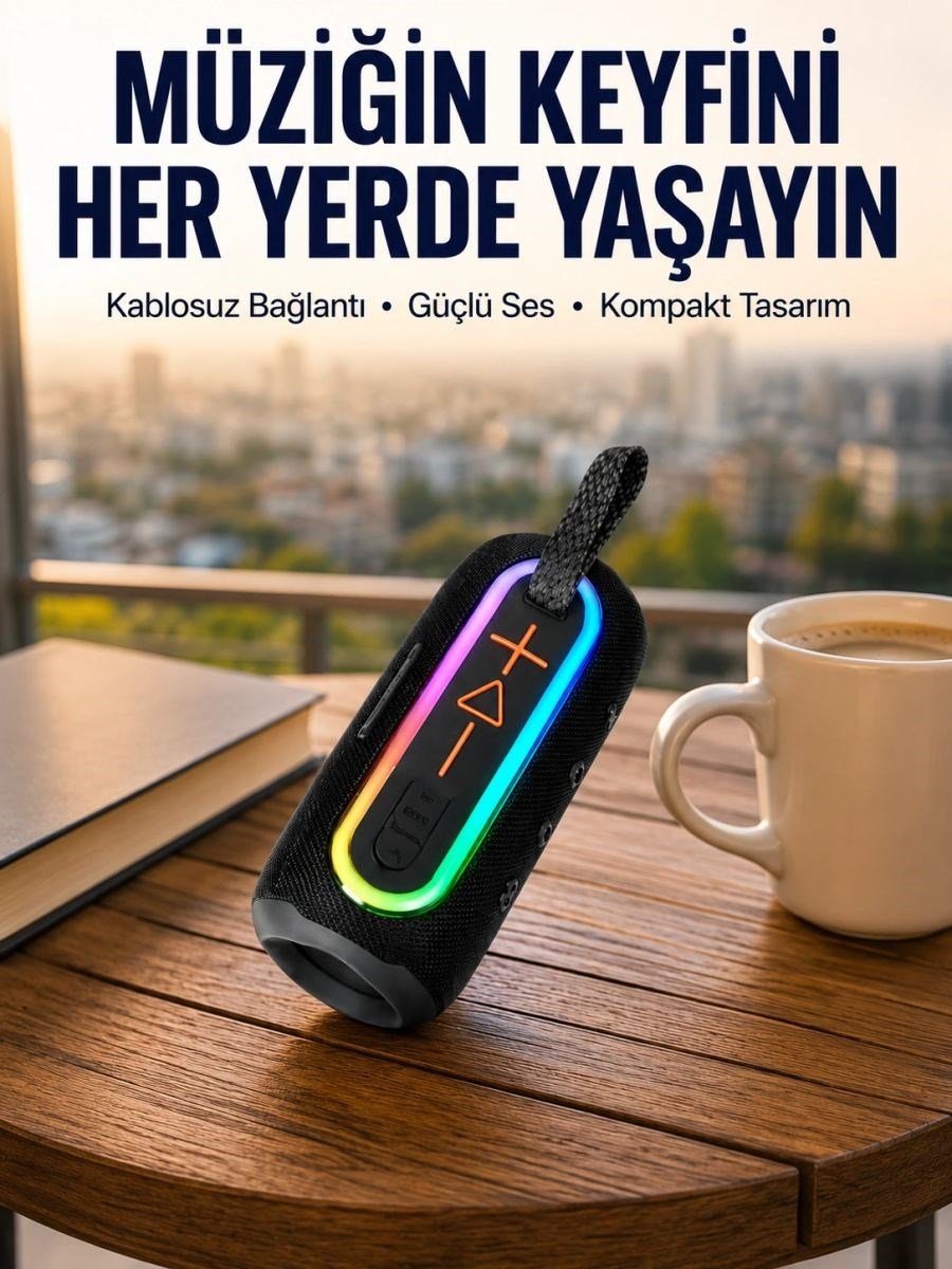 Yüksek Ses Kaliteli Kablosuz Hoparlör Led Işıklı Yeni Nesil