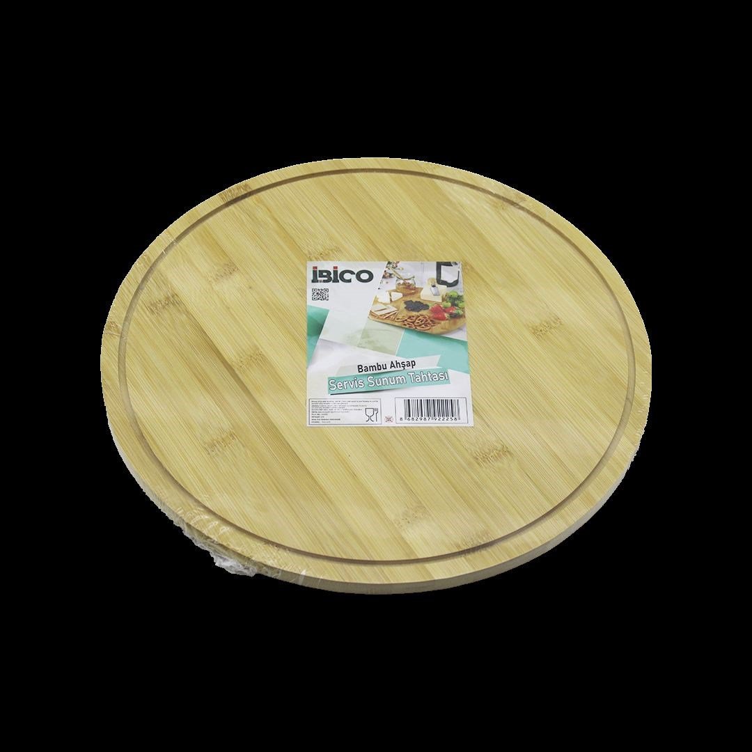 Yuvarlak 29.7 cm Bambu Döner Sunum Tepsisi (360°)