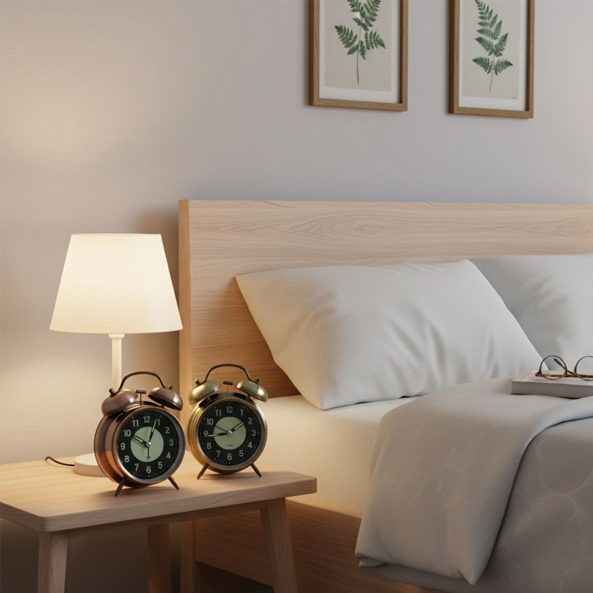 Yuvarlak Metal Çalar Saat 10 cm - Pilli Işıklı Fosforlu