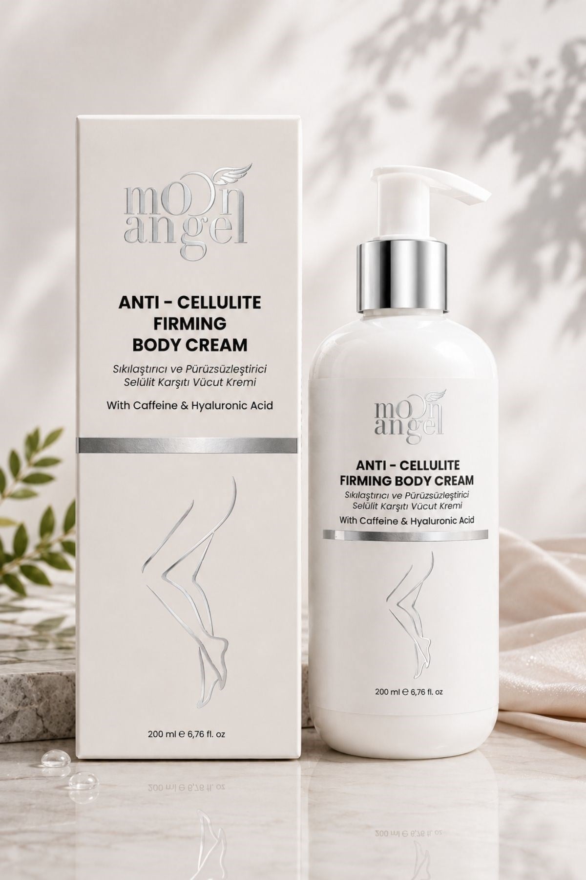 Moon Angel Selülit Karşıtı Krem Sıkılaştırıcı ve Pürüzsüzleştirici Vücut Kremi (Caffeine Hyaluronic Acid) 200 mlMoon Angel