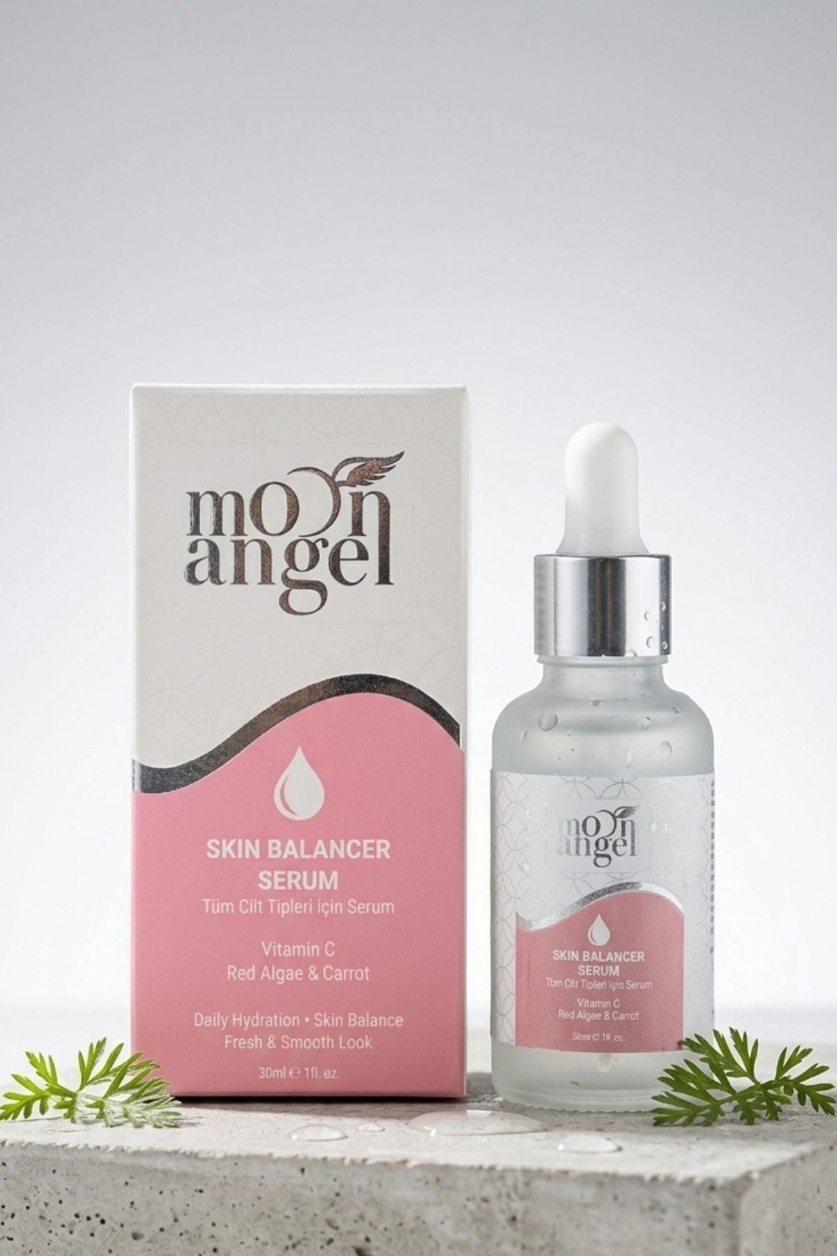 Moon Angel Skın Balancer Serum 30 ml Tüm Cilt Tipleri İçin Nemlendirici & Cilt Dengeleyici Yüz Serumu (Vitamin C + Kırmızı Alg)Moon Angel