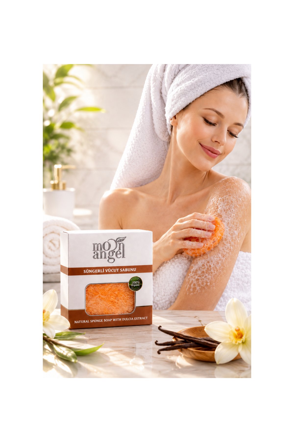 Moon Angel Süngerli Sabun Doğal Güzellik Sabunu Dulcia Extract Vücut SabunMoon Angel