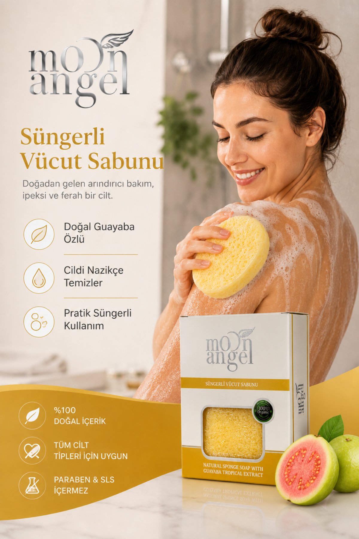 Moon Angel Süngerli Sabun Doğal Güzellik Tropical Extract Vücut SabunuMoon Angel