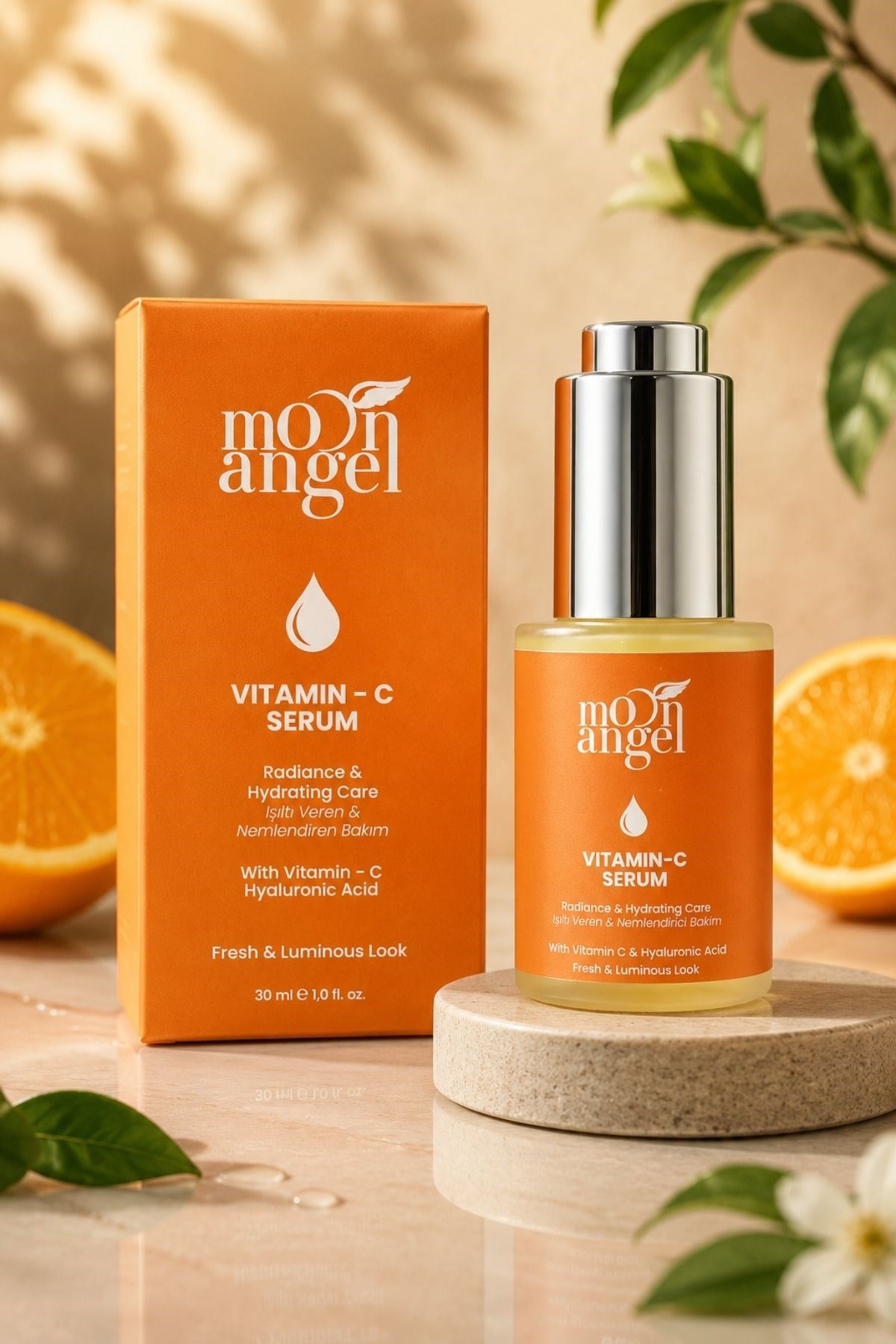 Moon Angel Vitamin C Serum (Hyaluronik Asit) Aydınlatıcı Cilt Tonu Eşitleyici Bakım Serumu 30 mlMoon Angel