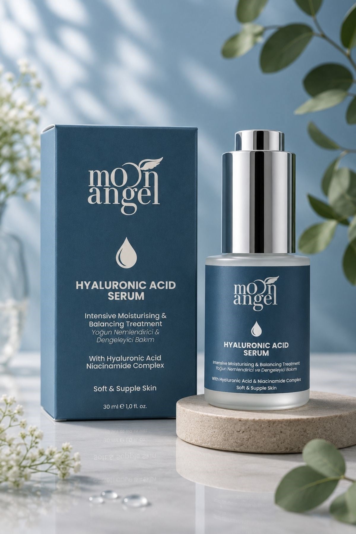 Moon Angel Yoğun Nemlendirici ve Dengeleyici Cilt Bakım Serum (Hyaluronik Asit & Niacinamide) 30 mlMoon Angel