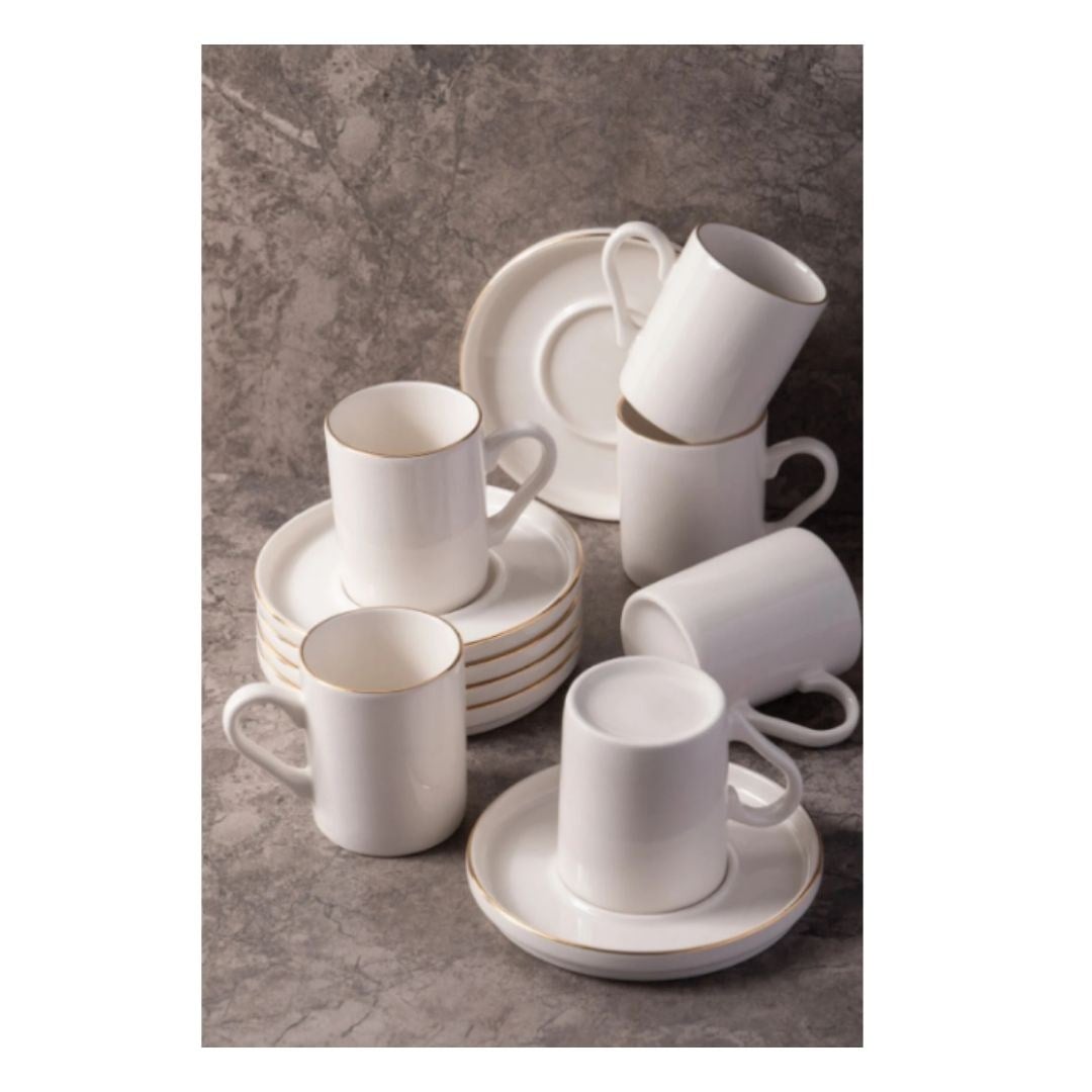 FİRST CLASS PORSELEN KAHVE FİNCAN TAKIMI BONE WHİTE (6 LI)