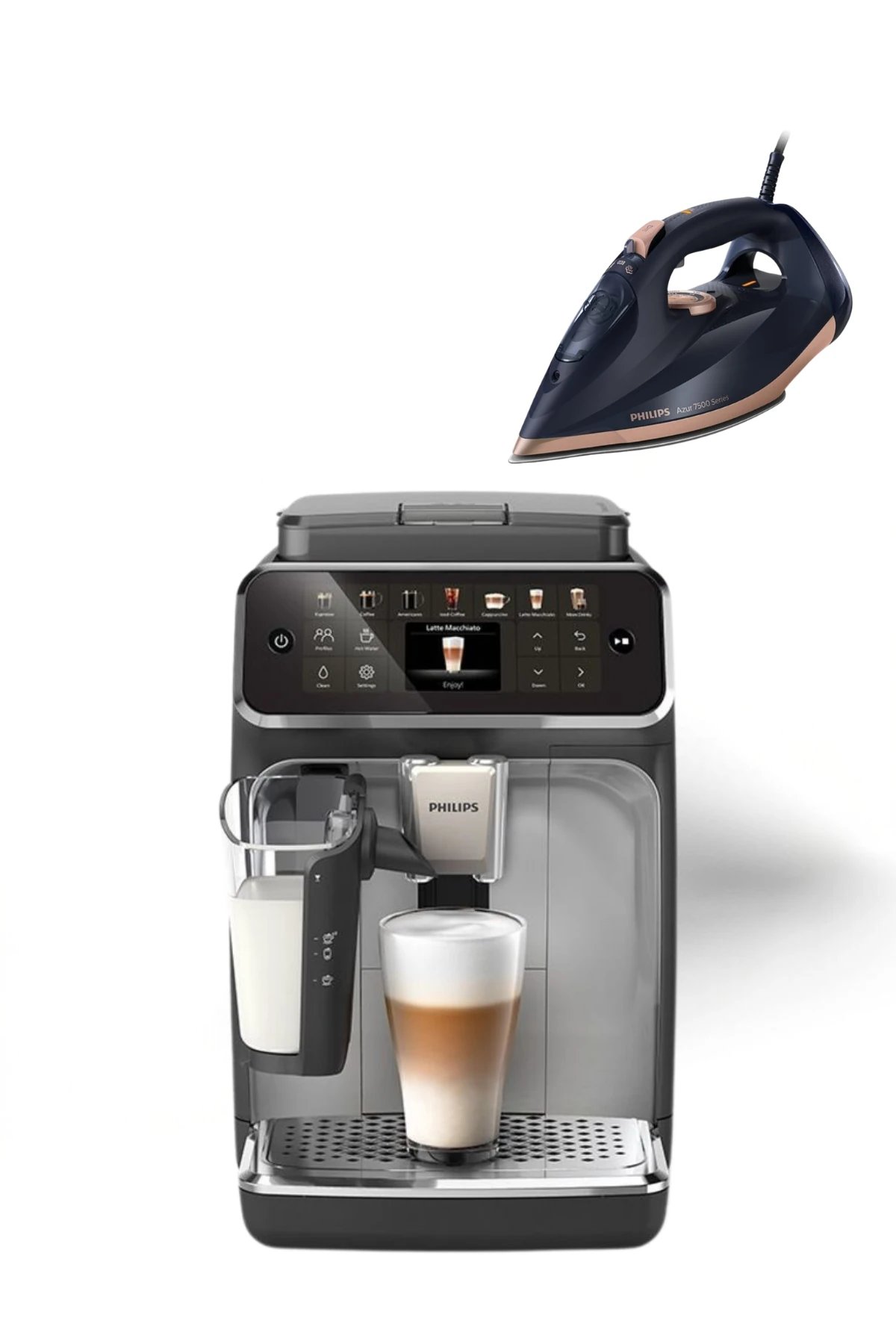PHILIPS ESPRESSO MAK. EP-4446/70 (12 ÇEŞİT) + DST-7510/80 ÜTÜ HEDİYELİ