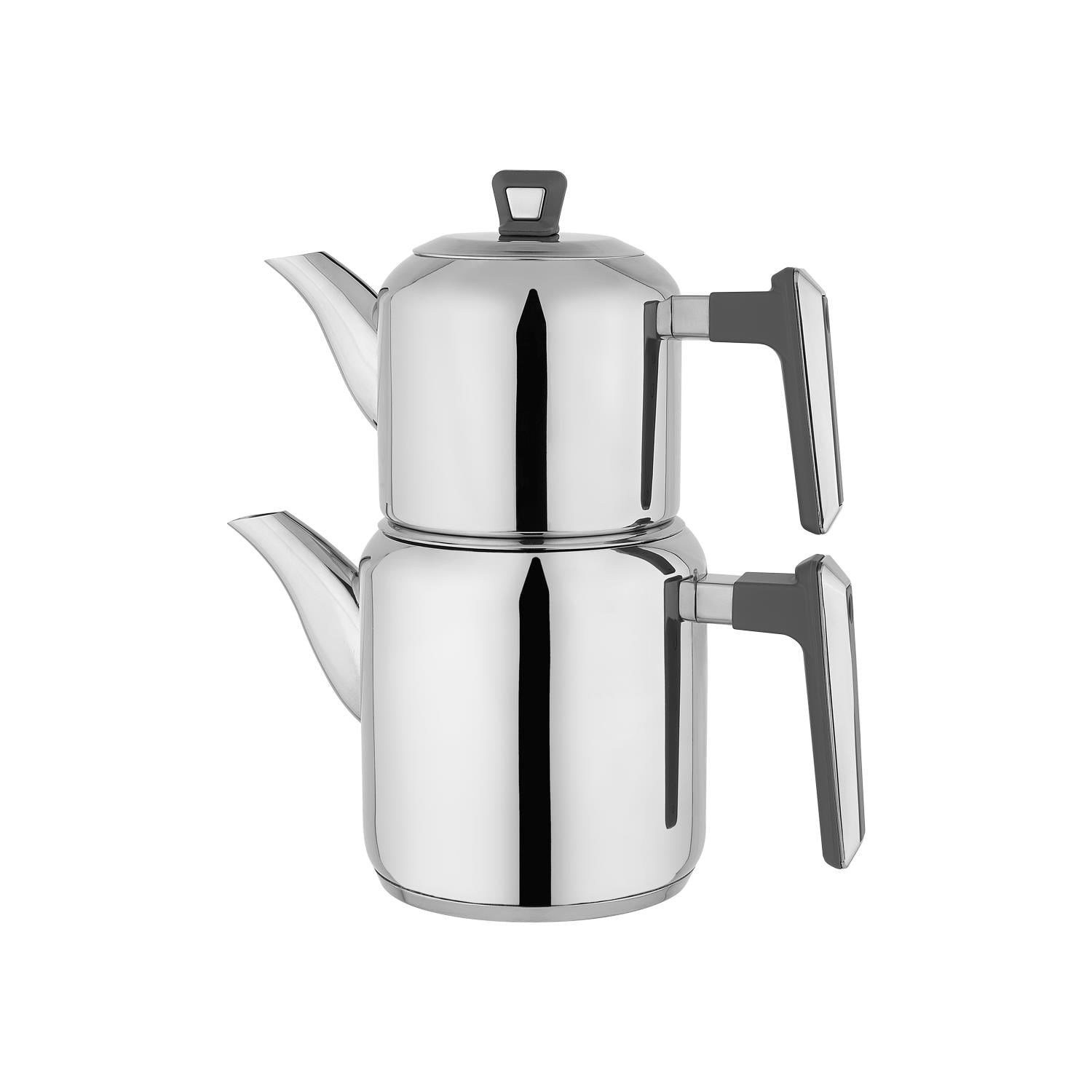 SCHAFER ÇAYDANLIK TAKIMI TEA LINE ÇELİK 4 PARÇA GRI