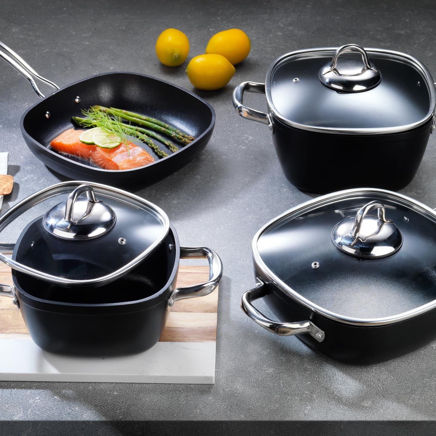 SCHAFER TENCERE SETİ Y.Y GASTRONOMIE MASTER İND-7 PARÇA-SİYAH