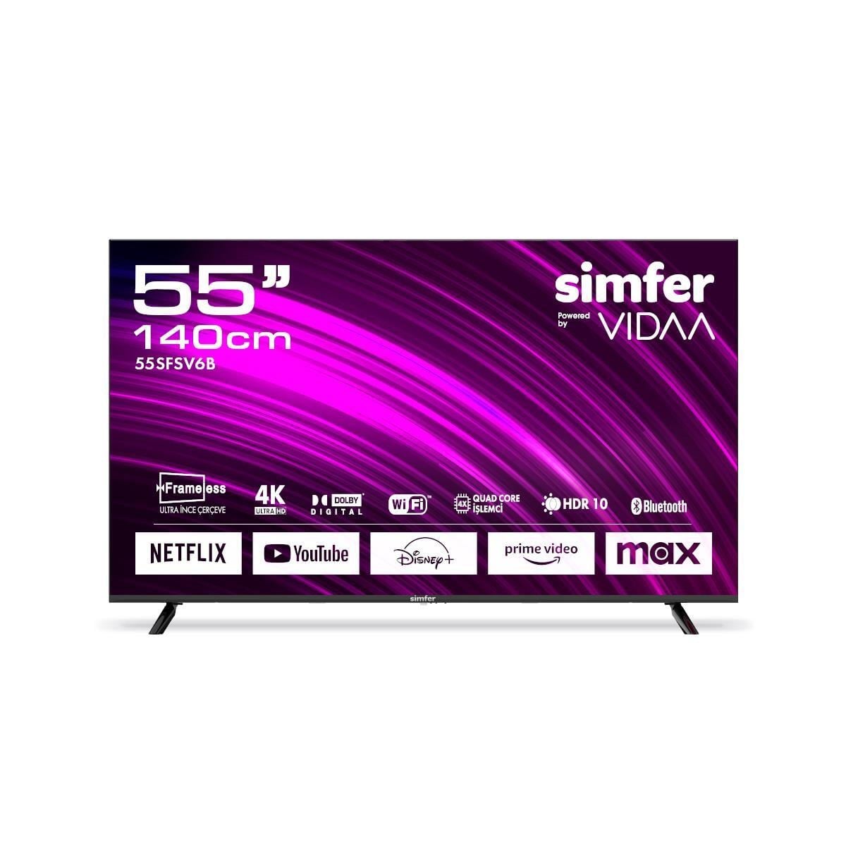 SİMFER LED TV (140 CM) 55-SFSA6B ANDROİD-4K-ULTRA HD-UYDU ALICILI