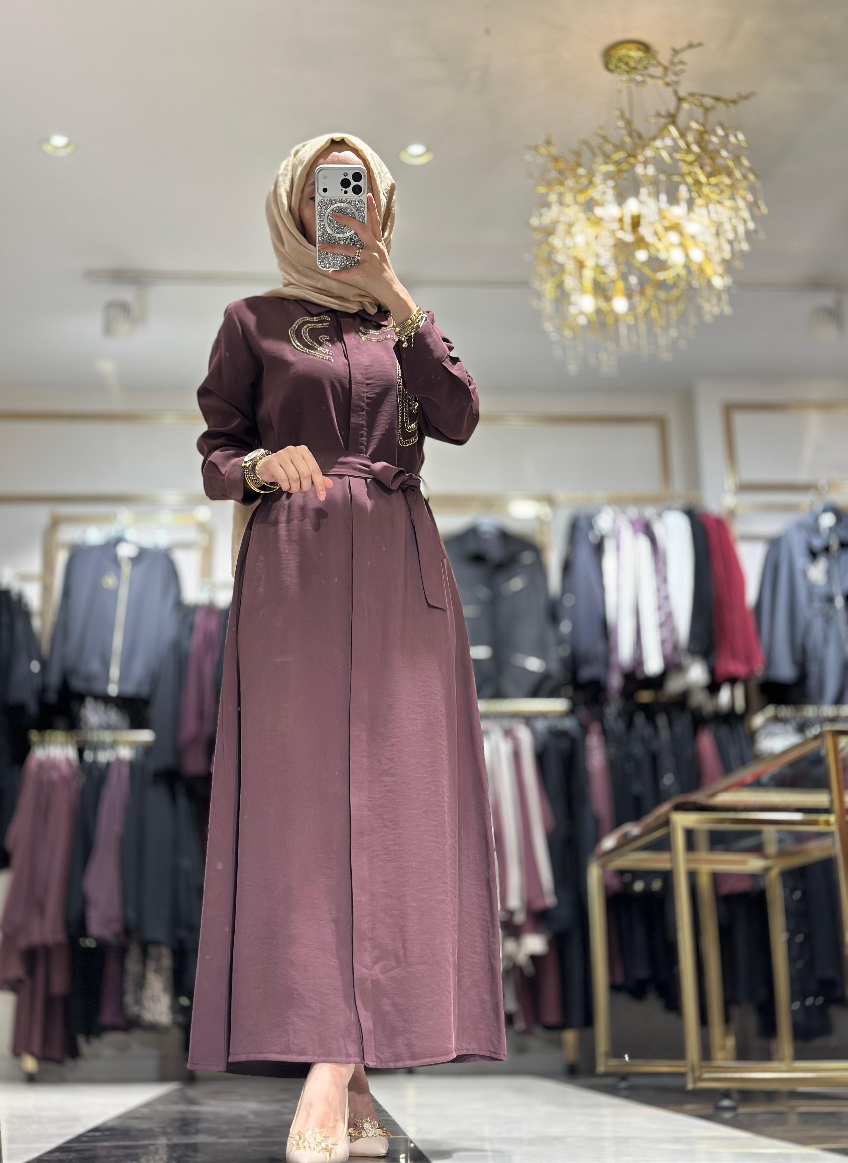1502 BONCUK İŞLEMELİ ELBİSE 