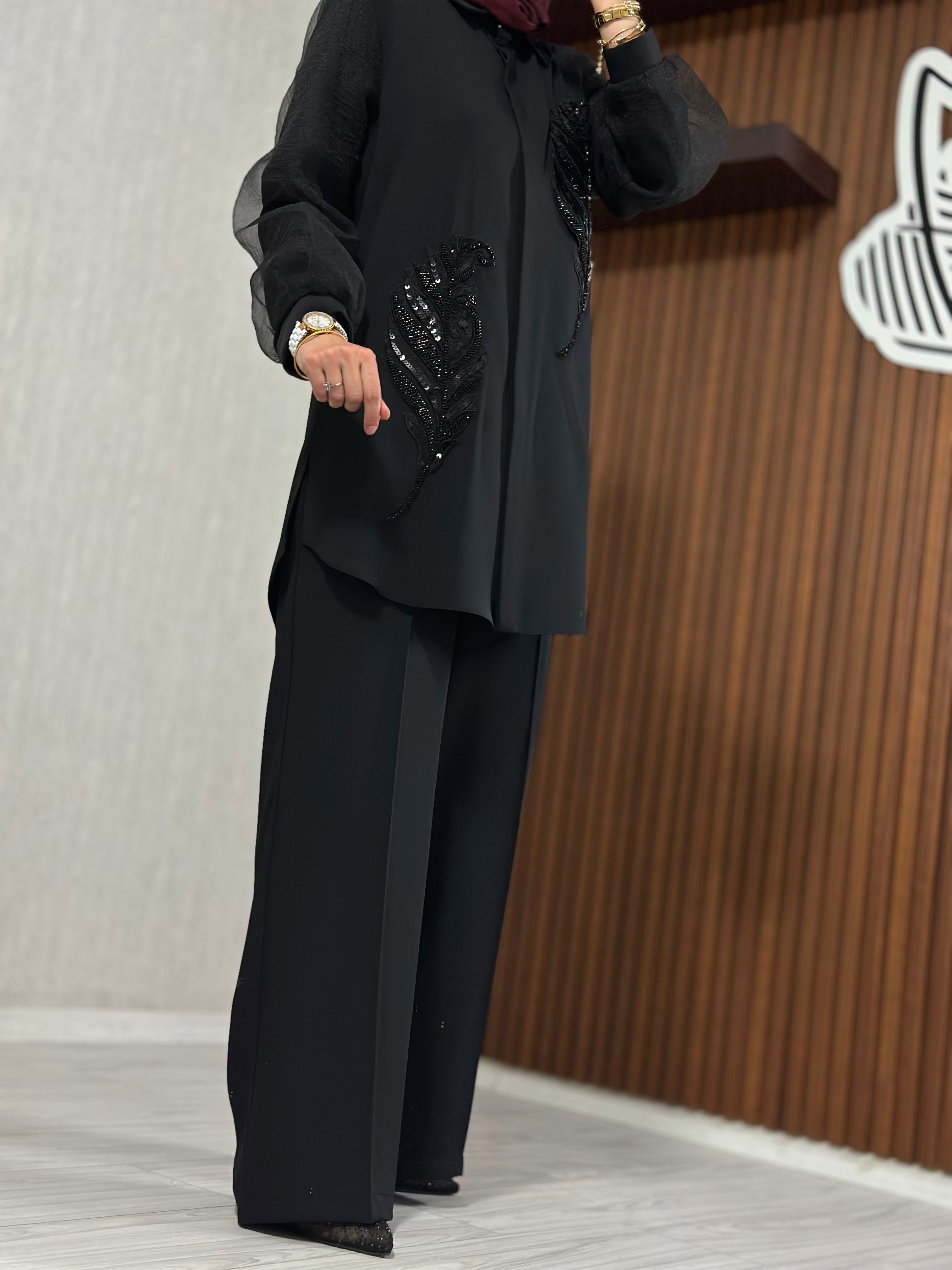 T1052 ORGANZE TUNİK TAKIM