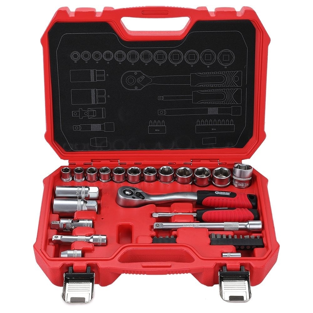 34 Parça 3/8″ ve 1/4″ Kombine Lokma Seti