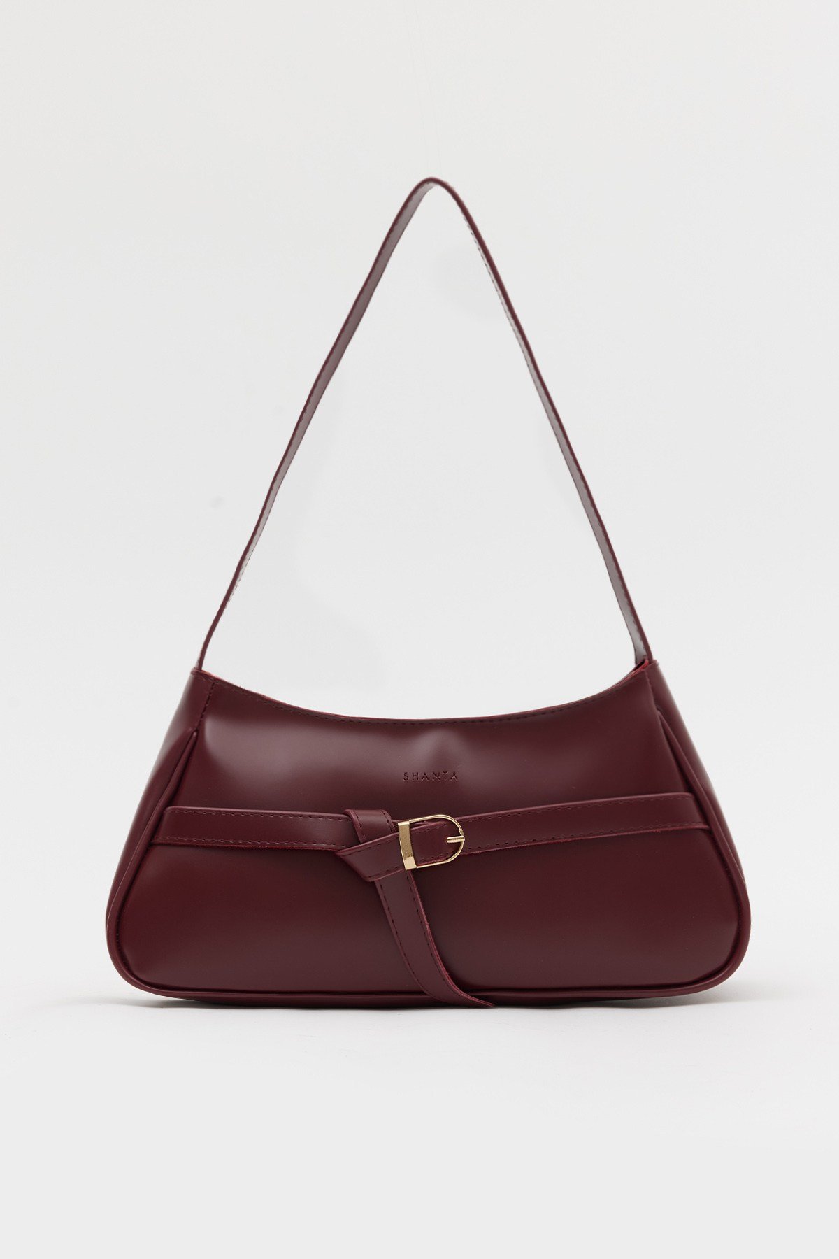 Bordo D60 Toka Detaylı Fermuarlı Minimal Tasarımlı Modern Stil Günlük Kadın Omuz ve Baget Çantası