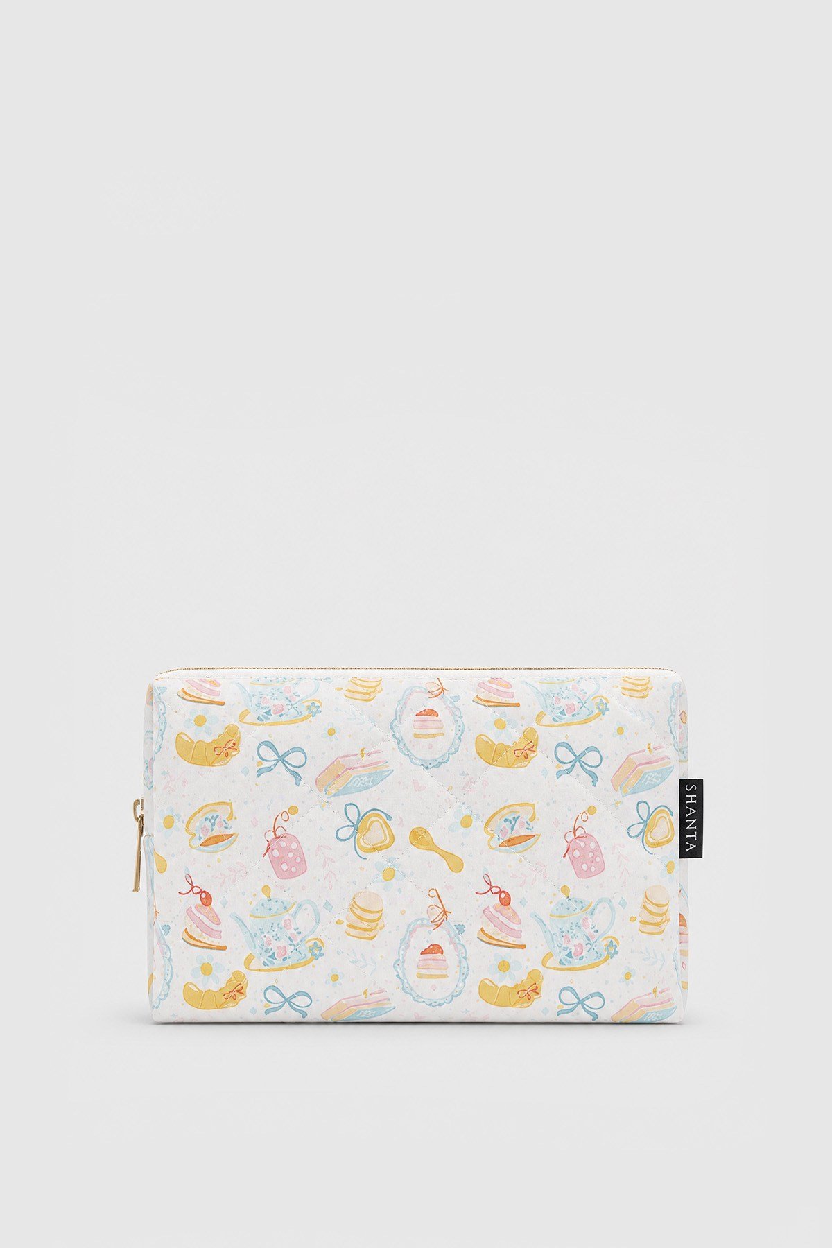 Pastel Çay Saati D34 Fermuarlı Kozmetik Organizer Kadın Seyahat Tipi Makyaj Çantası