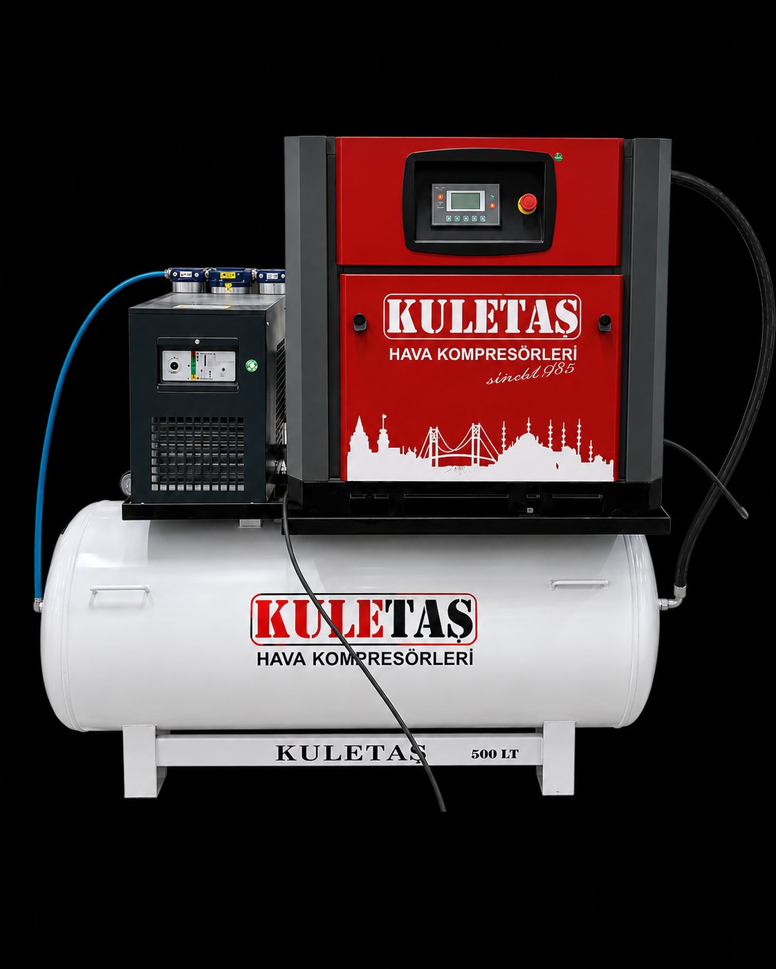 Kuletaş - Vidalı Kompresör (500 LT, 12 BAR, 10 HP, Kurutuculu, Depo Üzeri)