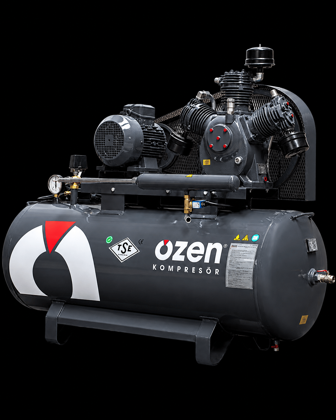 Özen ÇK-300 - Çift Kademeli Kompresör (300 LT, 12 BAR, 5.5 HP, 380 V, Trifaze)
