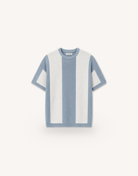 Bisiklet Yaka Oversize Desenli Triko T-shirt