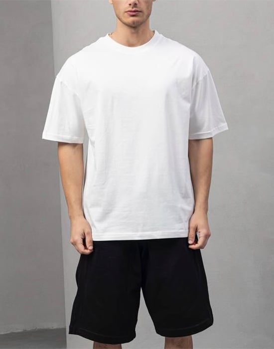 Kısa Kollu Beyaz Basic Oversive T-shirt