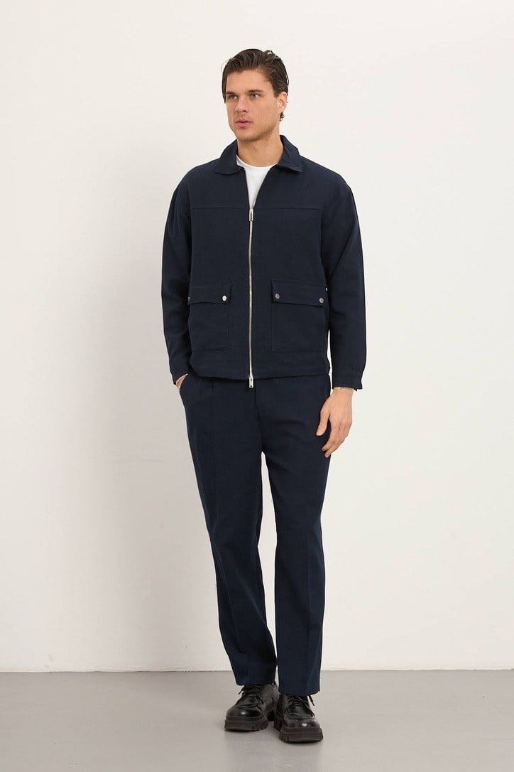 Lacivert Keten Regular Fit Takım 
