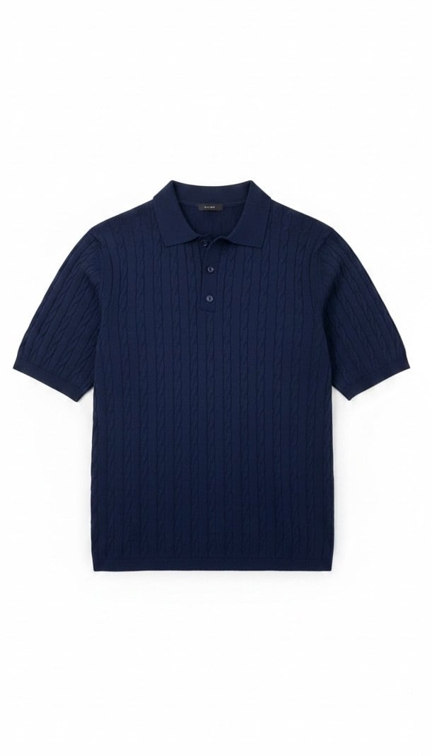 Örgü Desenli Polo Yaka Tişört