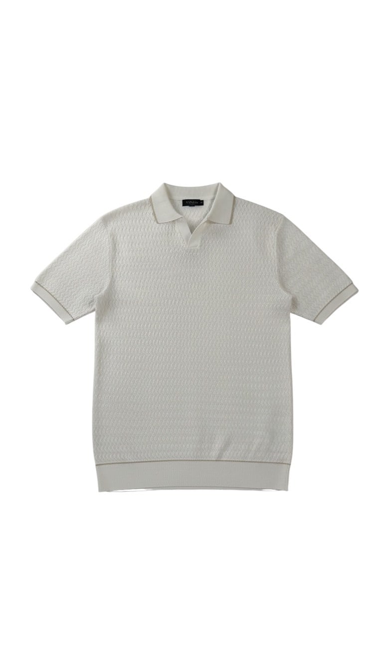 Örgü Desenli Triko Polo Yaka Tişört