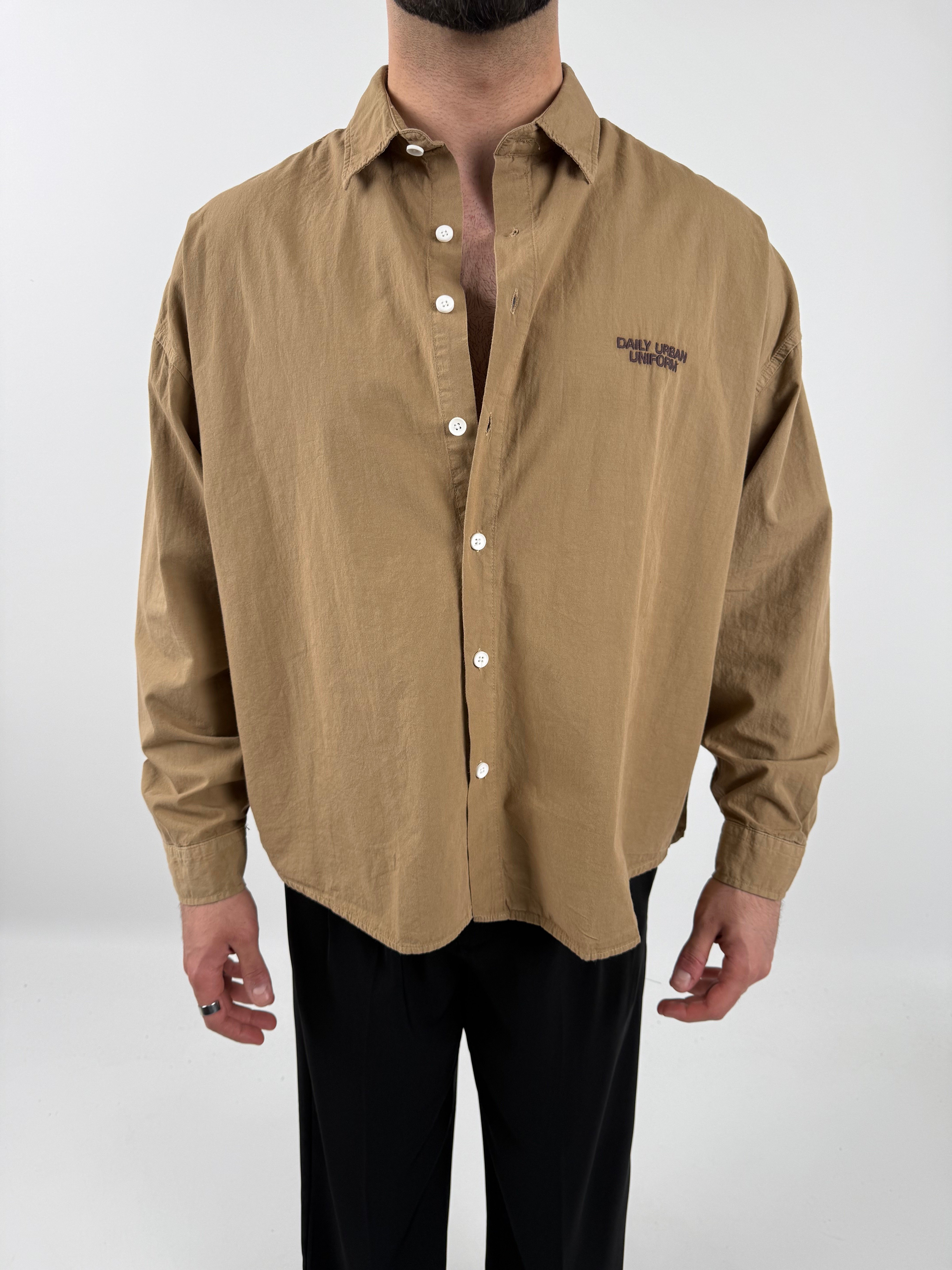 Yazı Detaylı Oversize Pamuklu Gömlek