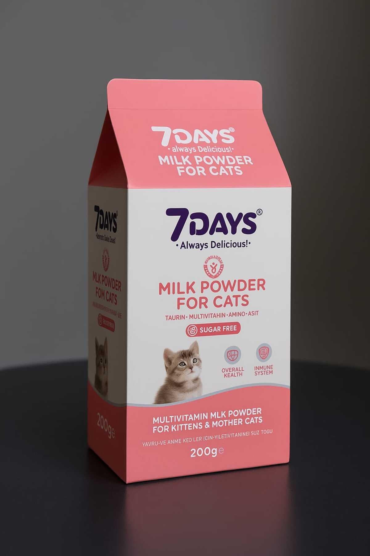 7 Days Yavru Ve Anne Kediler İçin Multivitaminli Süt Tozu 200 Gram
