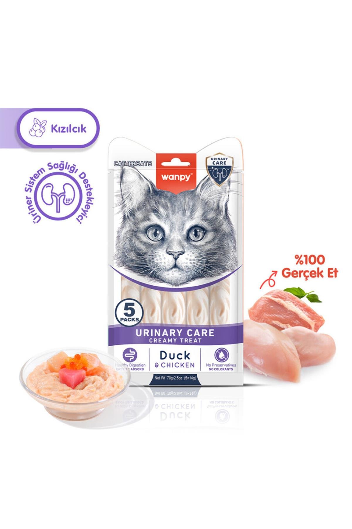 Creamy Lickable Urinary Care 70g – Kedinizin İdrar Yolu Sağlığı İçin Lezzetli Bir Ödül! (5x14gr)