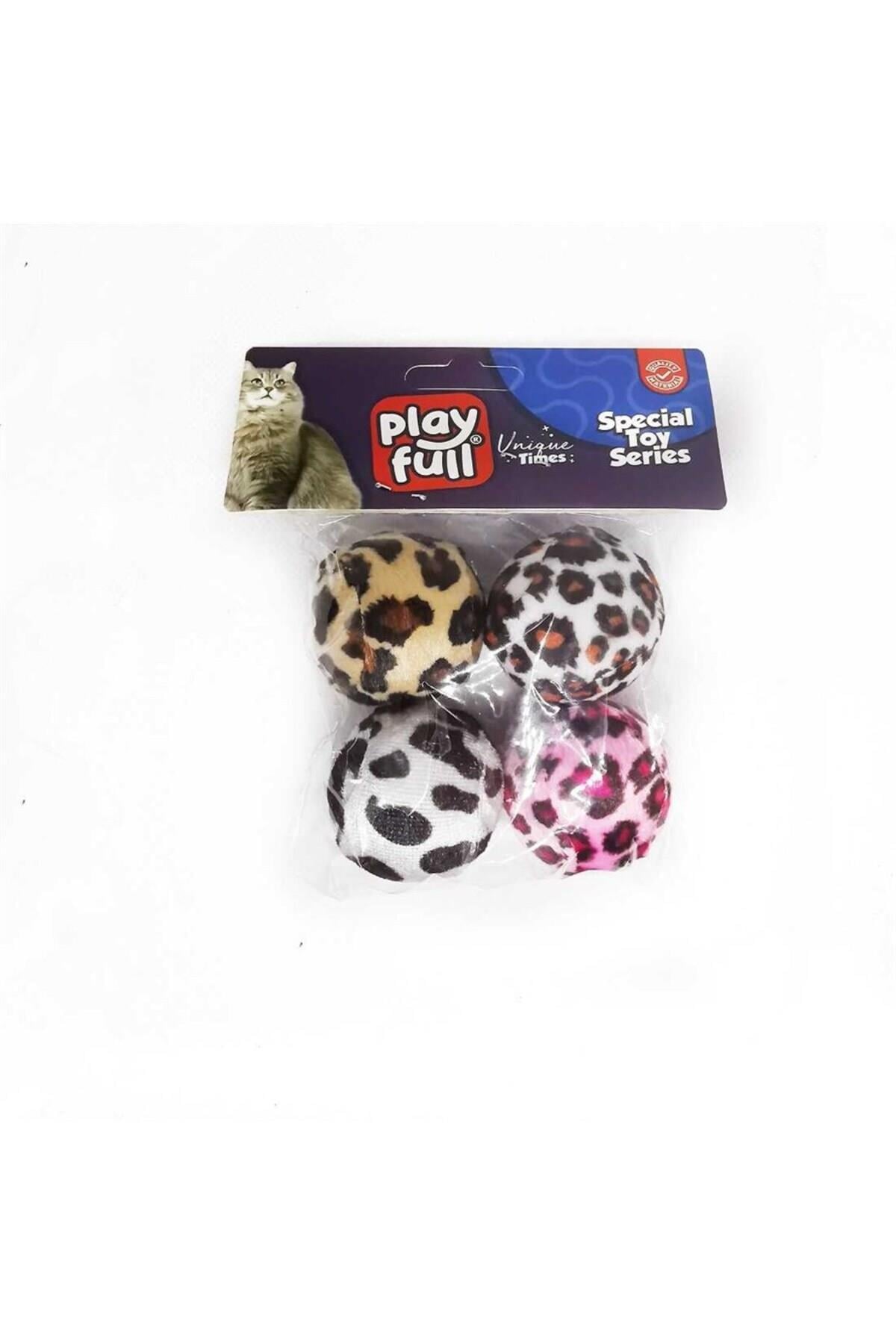 Pf-4056- Kumaş Top Kedi Oyuncağı 3,5 Cm 4'lü