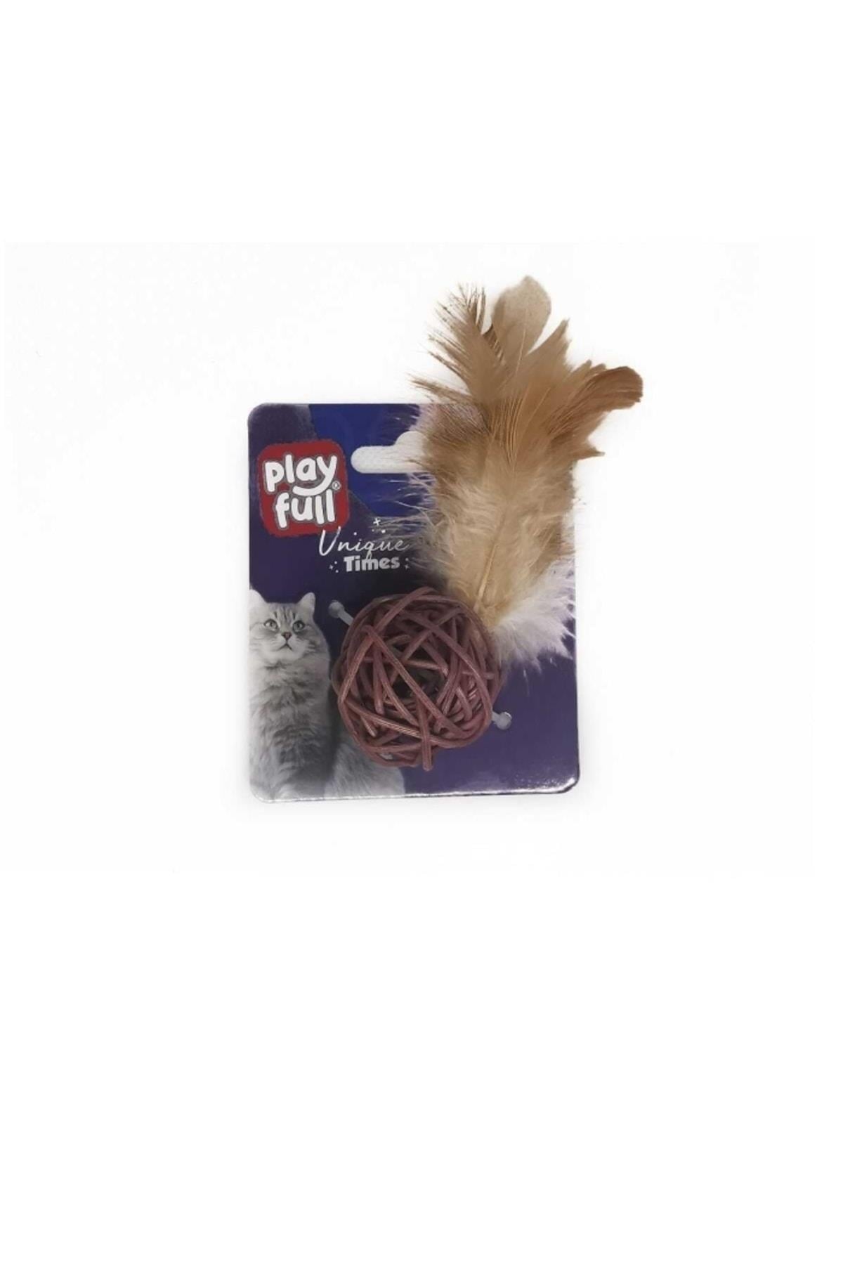 Pf-4065 Tüylü Zilli Top Şeklinde Kedi Oyuncağı 20 Cm