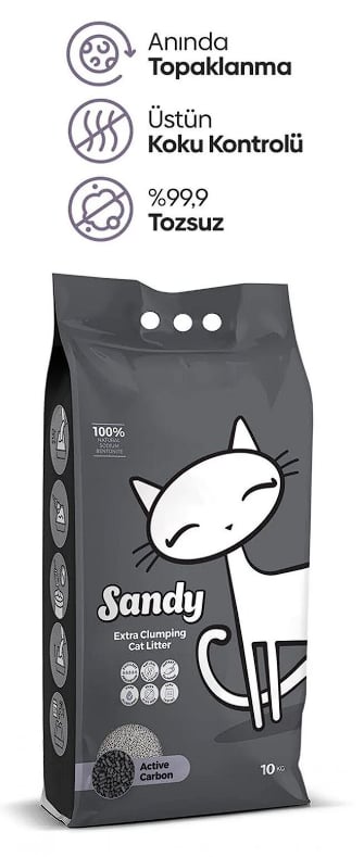 Tozsuz Active Carbon Sodyum Bentonit Topaklanan Kedi Kumu 10 Kg