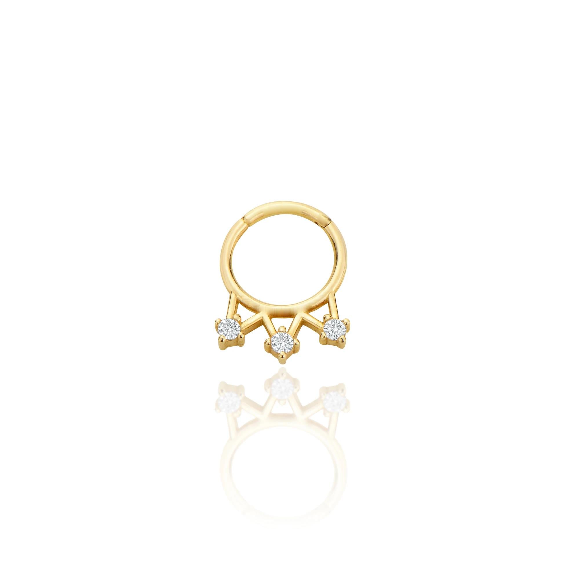 3 taşlı halka helix piercing