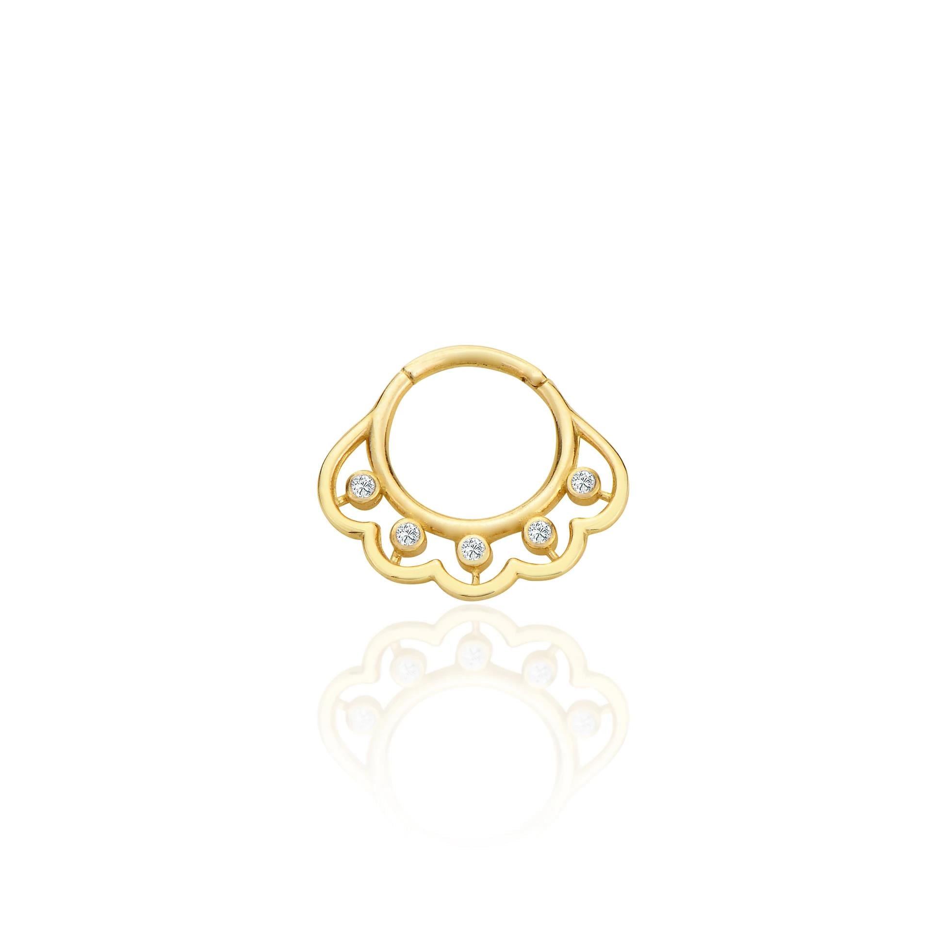 5 minik taşlı halka helix piercing