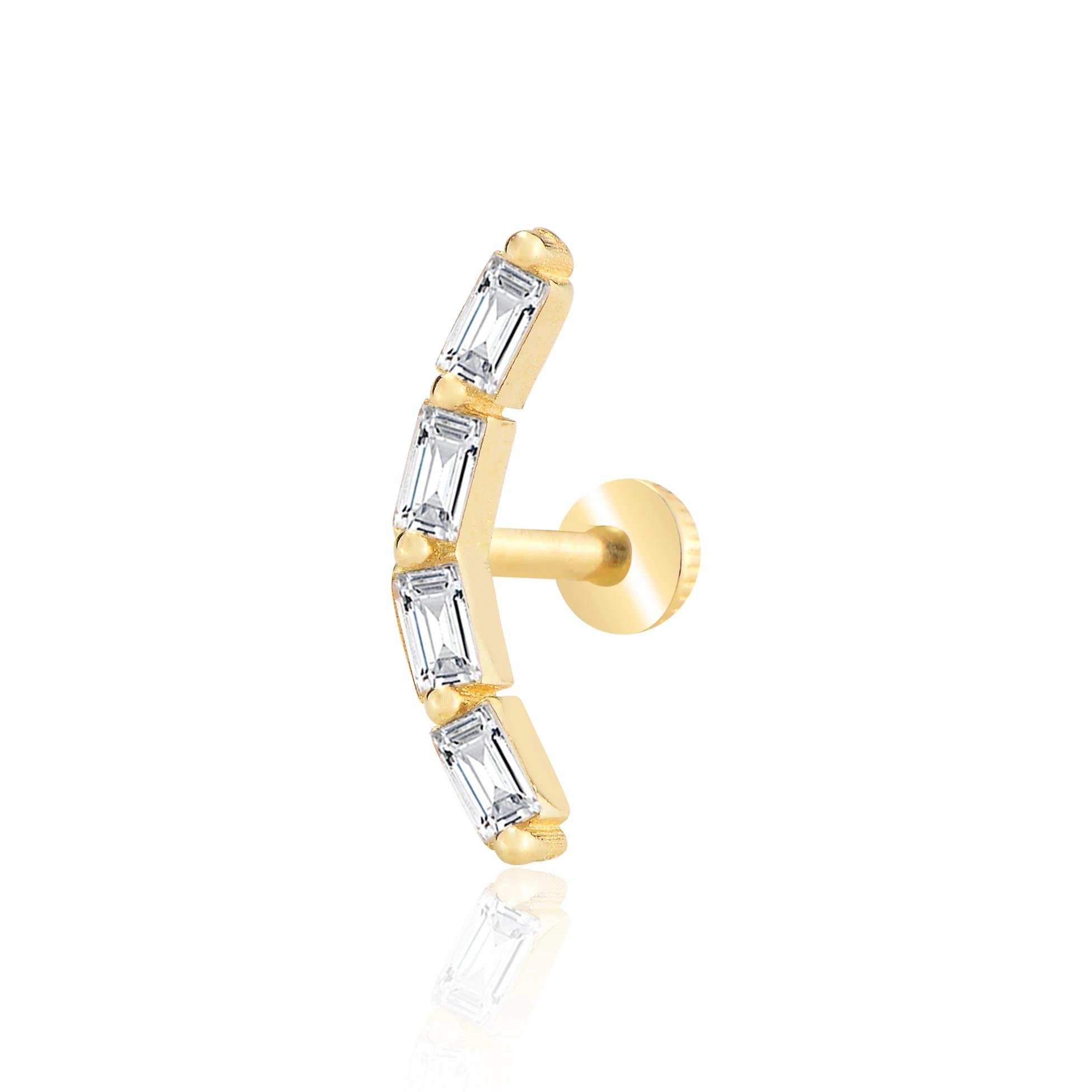 Sıralı baget taş piercing