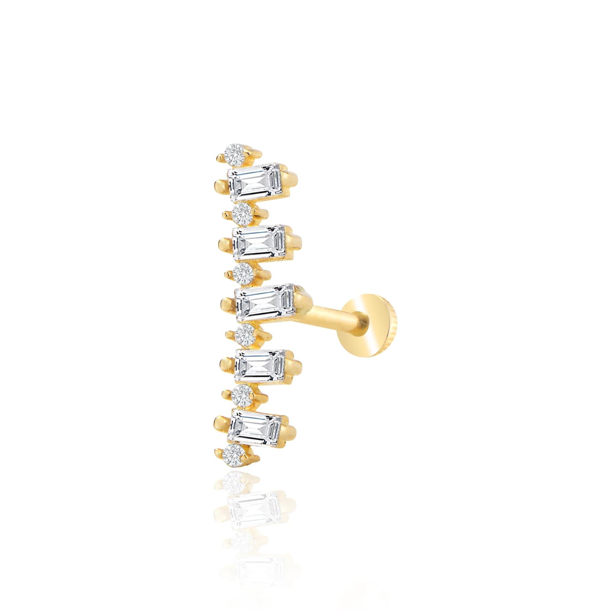 Sıralı baget taş tragus piercing